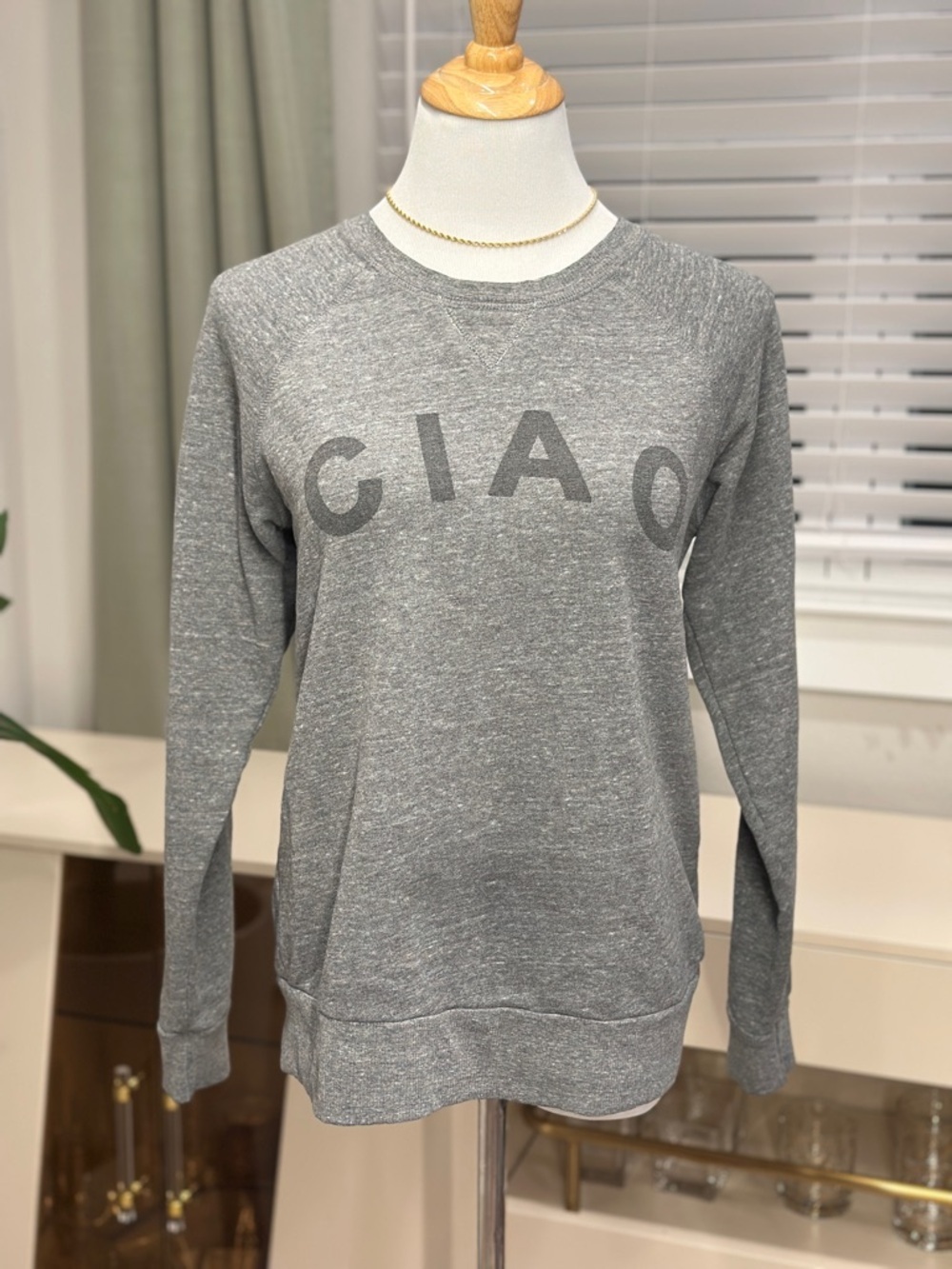 Anthropologie Sol Angeles Heather Gray Crewneck Ciao Sweatshirt